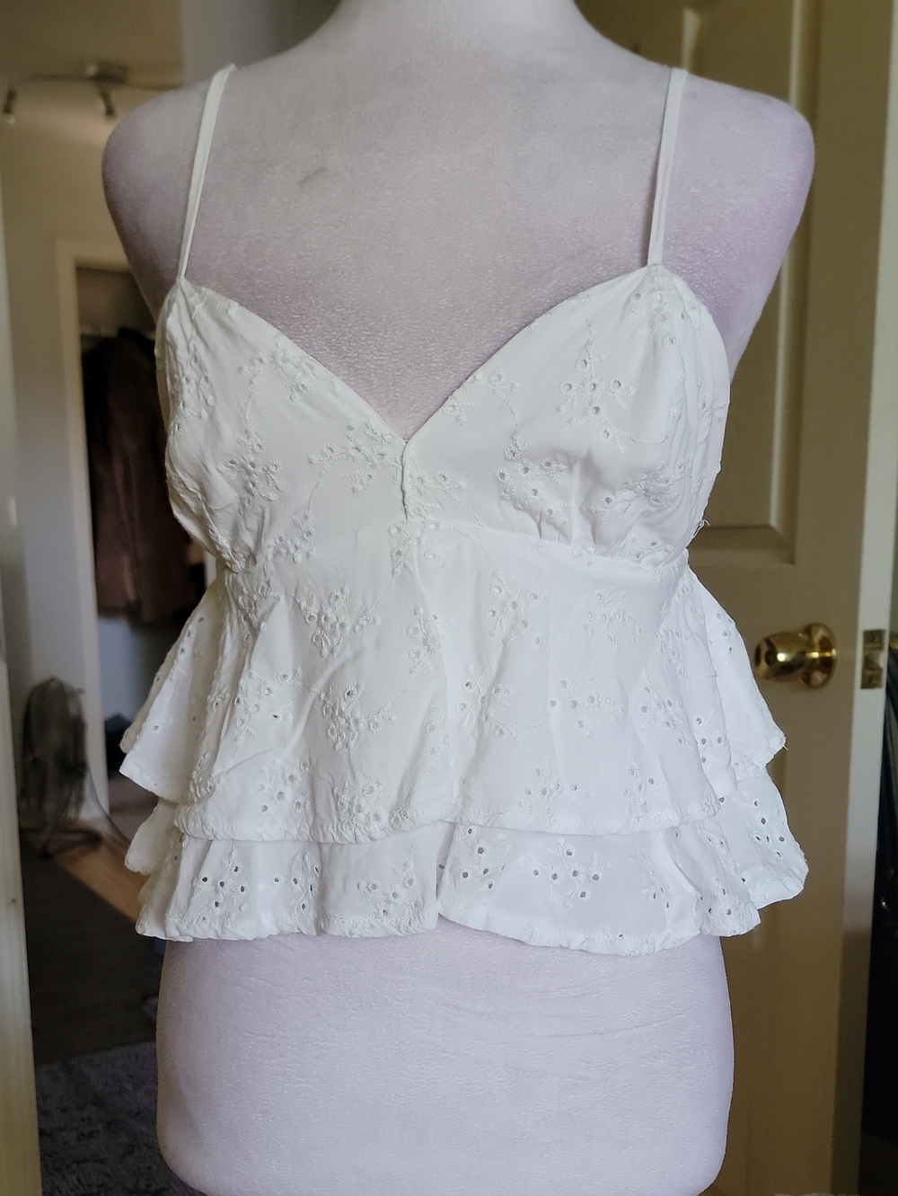 Ocean Drive White Eyelet Peplum Cami Top - Women